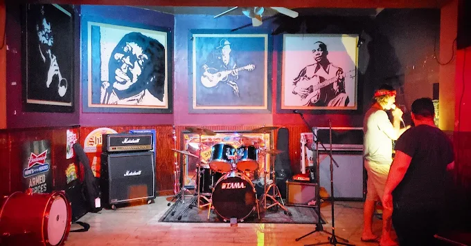 Live music stage at PoorHouse Kava in Fort Lauderdale.